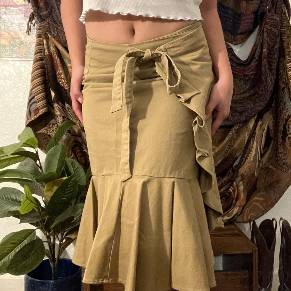 Canvas cotton skirt ruffles